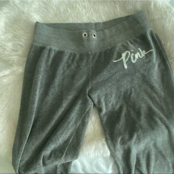 VS PINK Grey Velour Trackpants - Picture 7 of 7